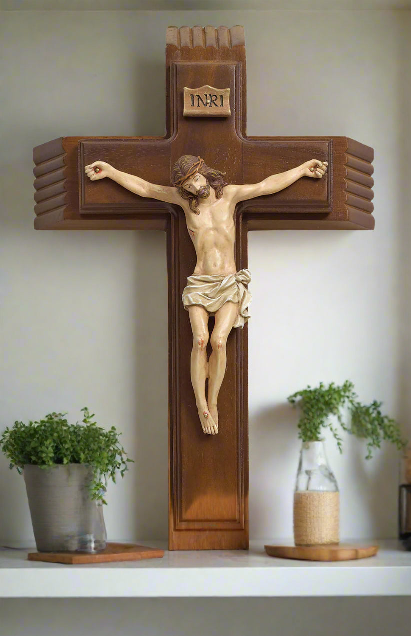 Wood Sick Call Crucifix 4 Pc. Set - 13.25"