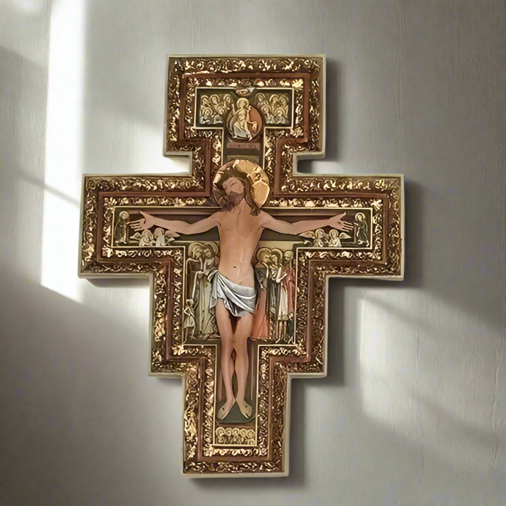 Authentic San Damiano Cross | Handcrafted Resin & Stone Mix
