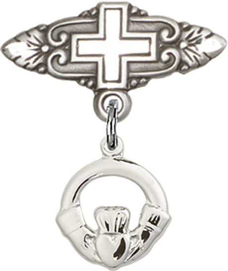 Claddagh Charm and Badge Pin with Cross