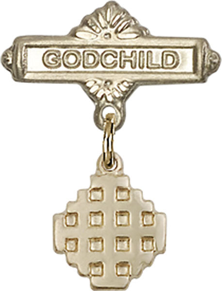 Jerusalem Cross Charm and Godchild Badge Pin