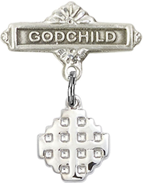 Jerusalem Cross Charm and Godchild Badge Pin