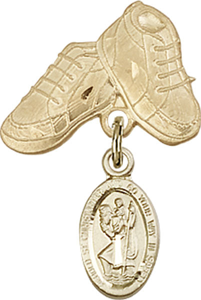 St. Christopher Charm and Baby Boots Pin