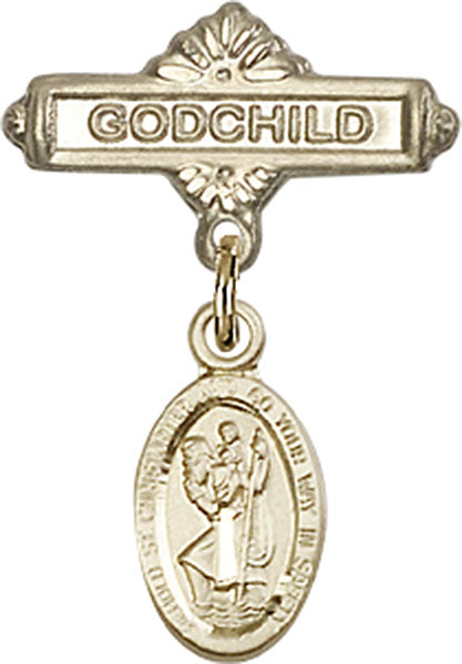 St. Christopher Charm and Godchild Badge Pin