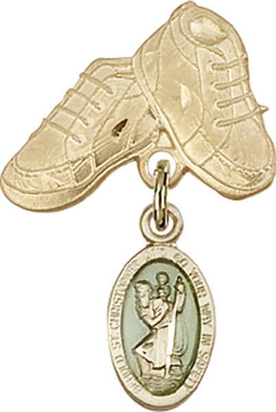 St. Christopher Charm and Baby Boots Pin