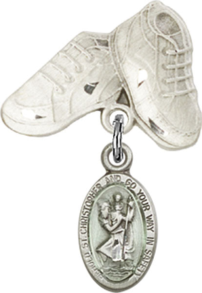 St. Christopher Charm and Baby Boots Pin