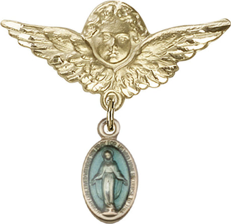 Blue Miraculous Charm and Angel with Larger Wings Badge Pin