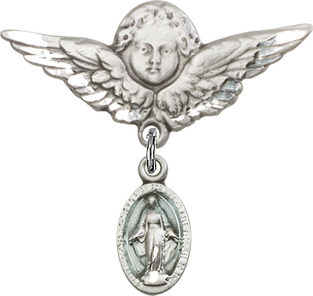 Blue Miraculous Charm and Angel with Larger Wings Badge Pin