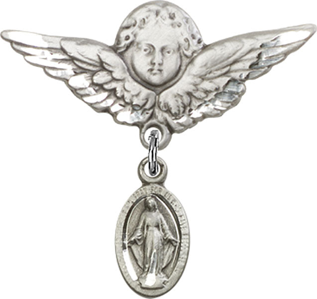 Blue Miraculous Charm and Angel with Larger Wings Badge Pin