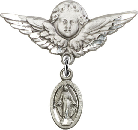 Blue Miraculous Charm and Angel with Larger Wings Badge Pin