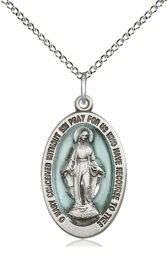 Miraculous Medal with Blue Center Small Pendant