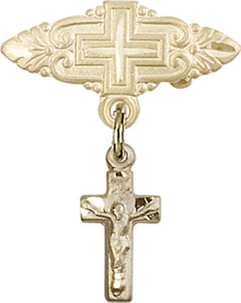 Crucifix Charm and Badge Pin with Cross