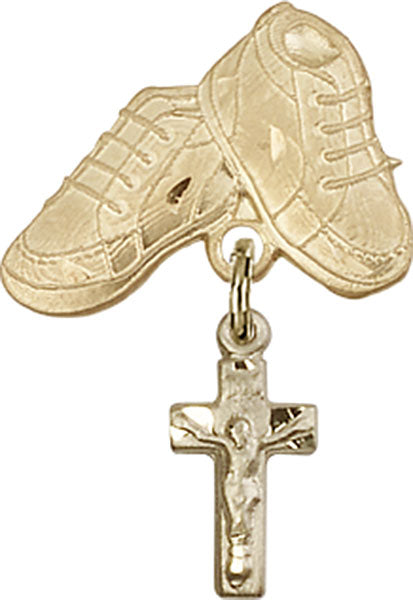 Crucifix Charm and Baby Boots Pin