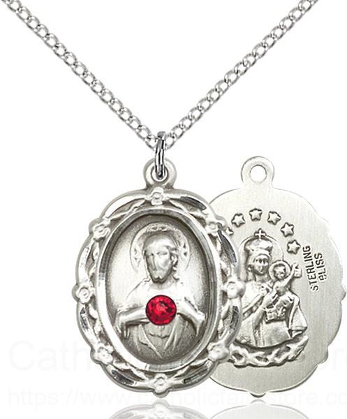 Floral Accent Scapular Pendant with Birthstone options