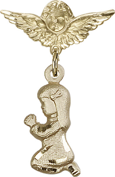 Praying Girl Charm and Angel with Smaller Wings Badge Pin