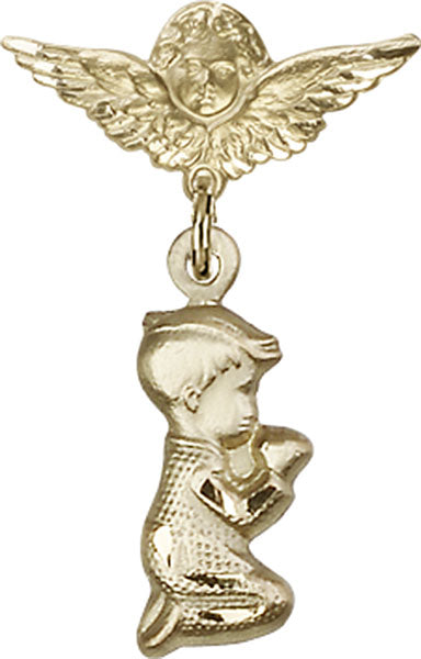 Praying Boy Charm and Angel with Smaller Wings Badge Pin