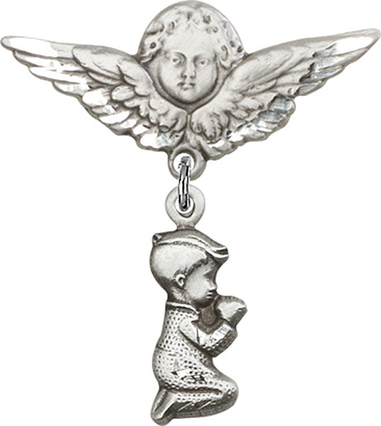 Praying Boy Charm and Angel with Larger Wings Badge Pin