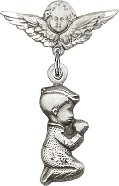 Praying Boy Charm and Angel with Smaller Wings Badge Pin