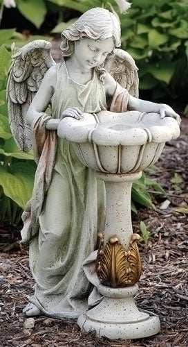 Angel Birdbath with Solar Light Garden Statue 23"