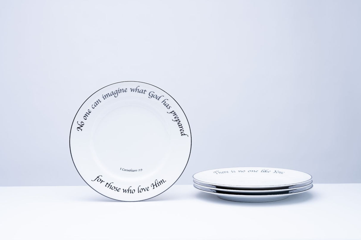 Daily Bread Scripture Dinner Plates – Set of 4 Porcelain Plates with Bible Verses