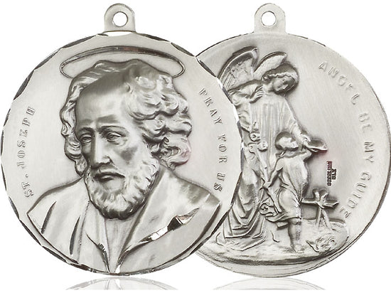 Saint Joseph & Guardian Angel Large Medal - Dual Devotion Pendant
