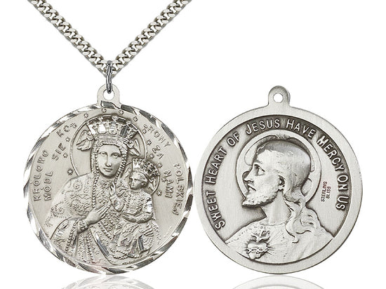 Our Lady of Czestochowa Sacred Heart of Jesus Unique Medal