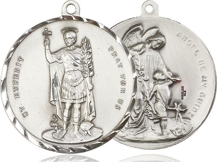 Saint Expedit Guardian Angel Sterling Silver Medal