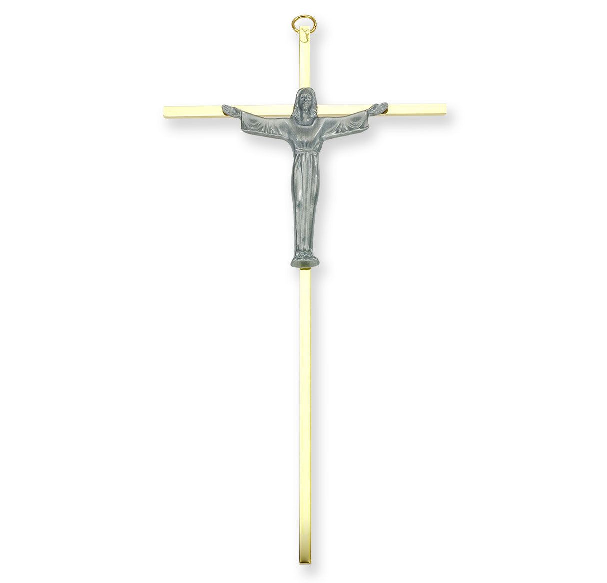 Risen Christ Brass Crucifix - 10"