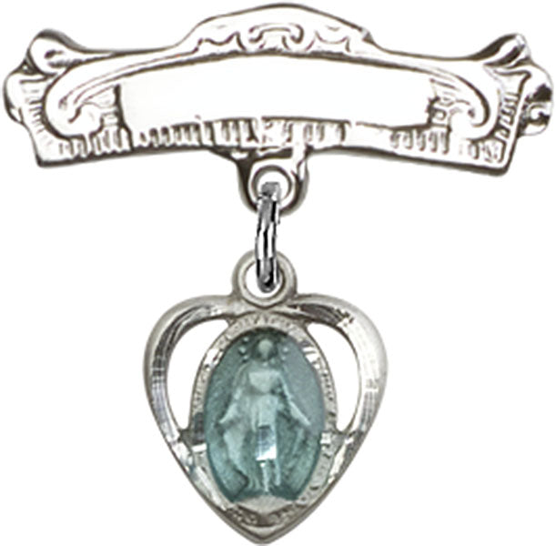 Miraculous Charm and Arched Polished Engravable Badge Pin