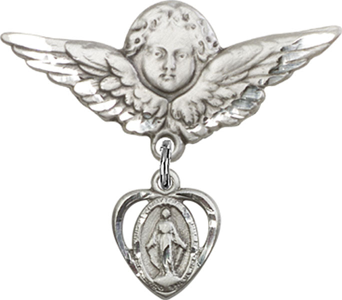 Miraculous Charm and Angel with Larger Wings Badge Pin