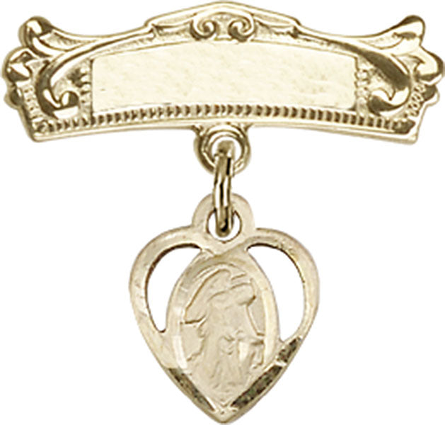 Guardian Angel Charm and Arched Polished Engravable Badge Pin