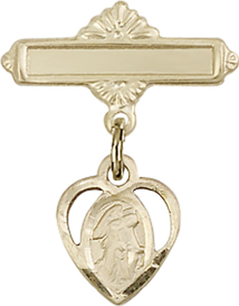 Guardian Angel Charm and Polished Engravable Badge Pin