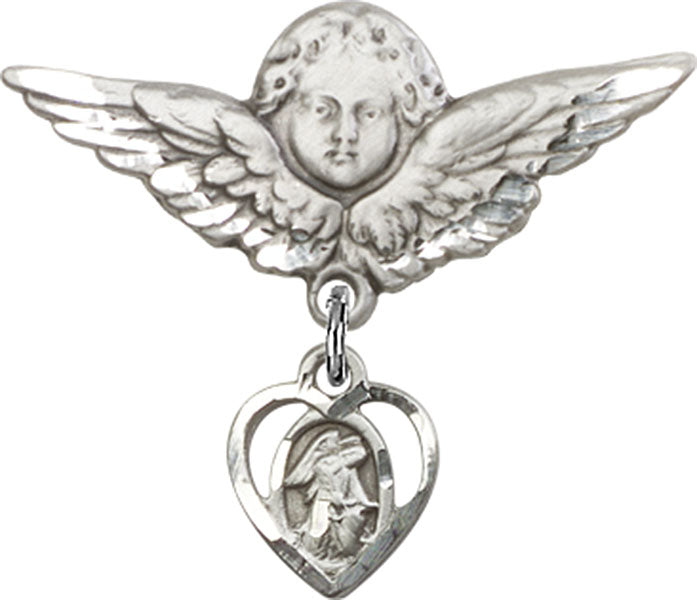 Guardian Angel Charm and Angel with Larger Wings Badge Pin