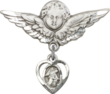 Guardian Angel Charm and Angel with Larger Wings Badge Pin