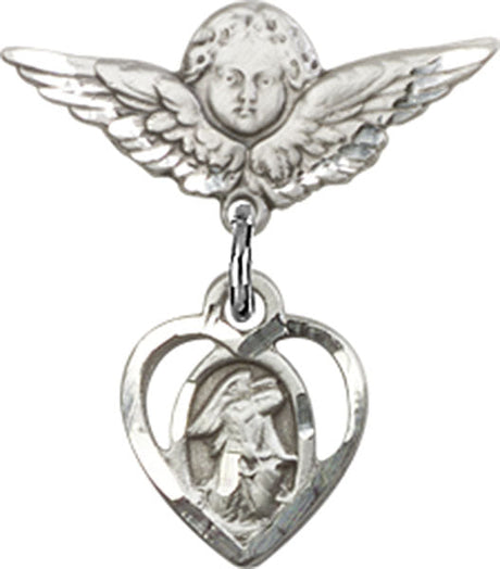 Guardian Angel Charm and Angel with Smaller Wings Badge Pin