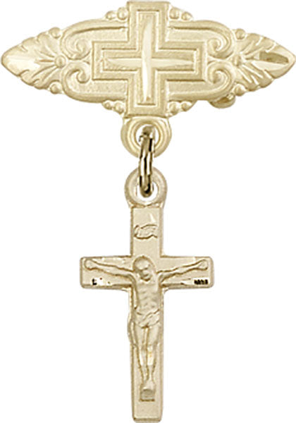Crucifix Charm and Badge Pin with Cross