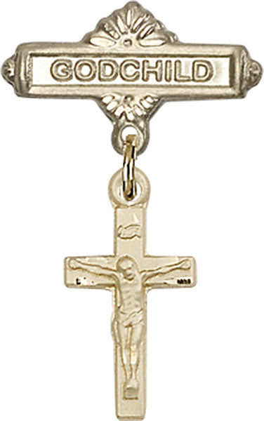 Crucifix Charm and Godchild Badge Pin