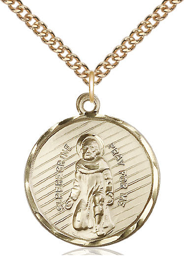 St. Peregrine Large Round Medal Necklace