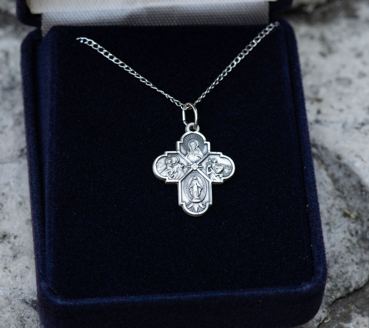 Girl's Dainty 4-Way Pendant with Flower Center