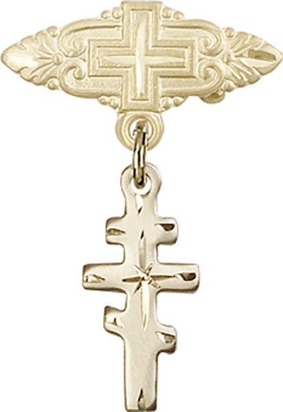 Greek Orthadox Cross Charm and Badge Pin with Cross