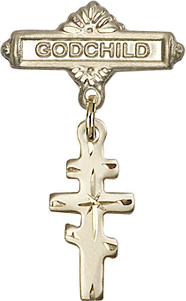 Greek Orthodox Cross Charm and Godchild Badge Pin