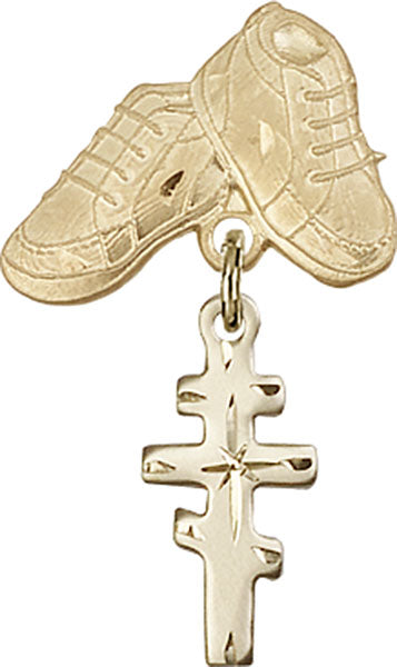 Greek Orthadox Cross Charm and Baby Boots Pin