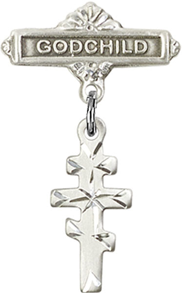 Greek Orthodox Cross Charm and Godchild Badge Pin