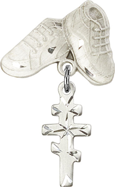 Greek Orthadox Cross Charm and Baby Boots Pin
