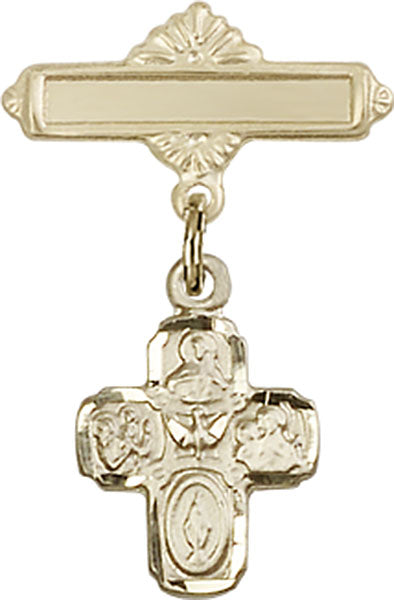 4-Way Charm and Polished Engravable Badge Pin
