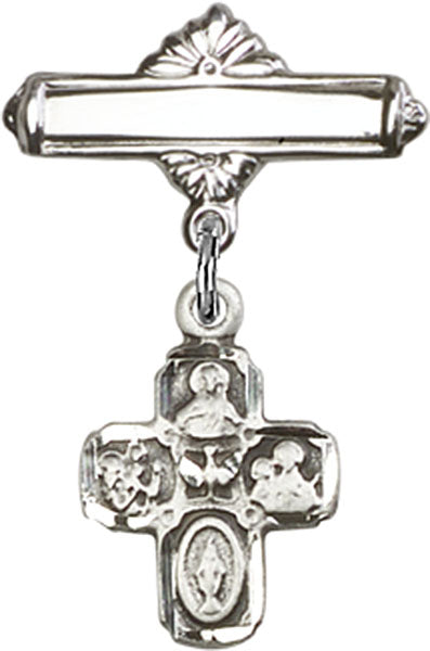 4-Way Charm and Polished Engravable Badge Pin