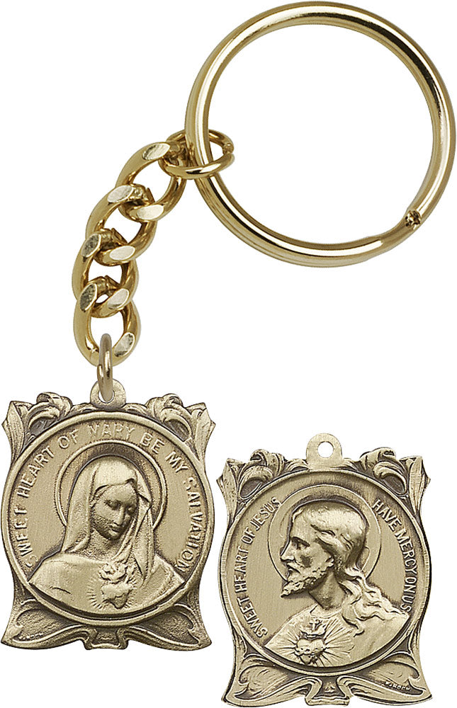 Immaculate Heart of Mary and Sacred Heart of Jesus Keychain