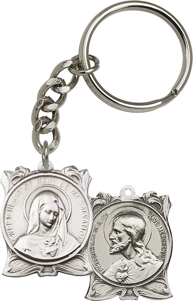 Immaculate Heart of Mary and Sacred Heart of Jesus Keychain