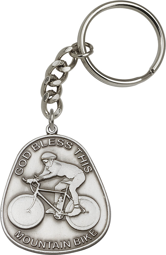 God Bless This Mountain Bike Keychain