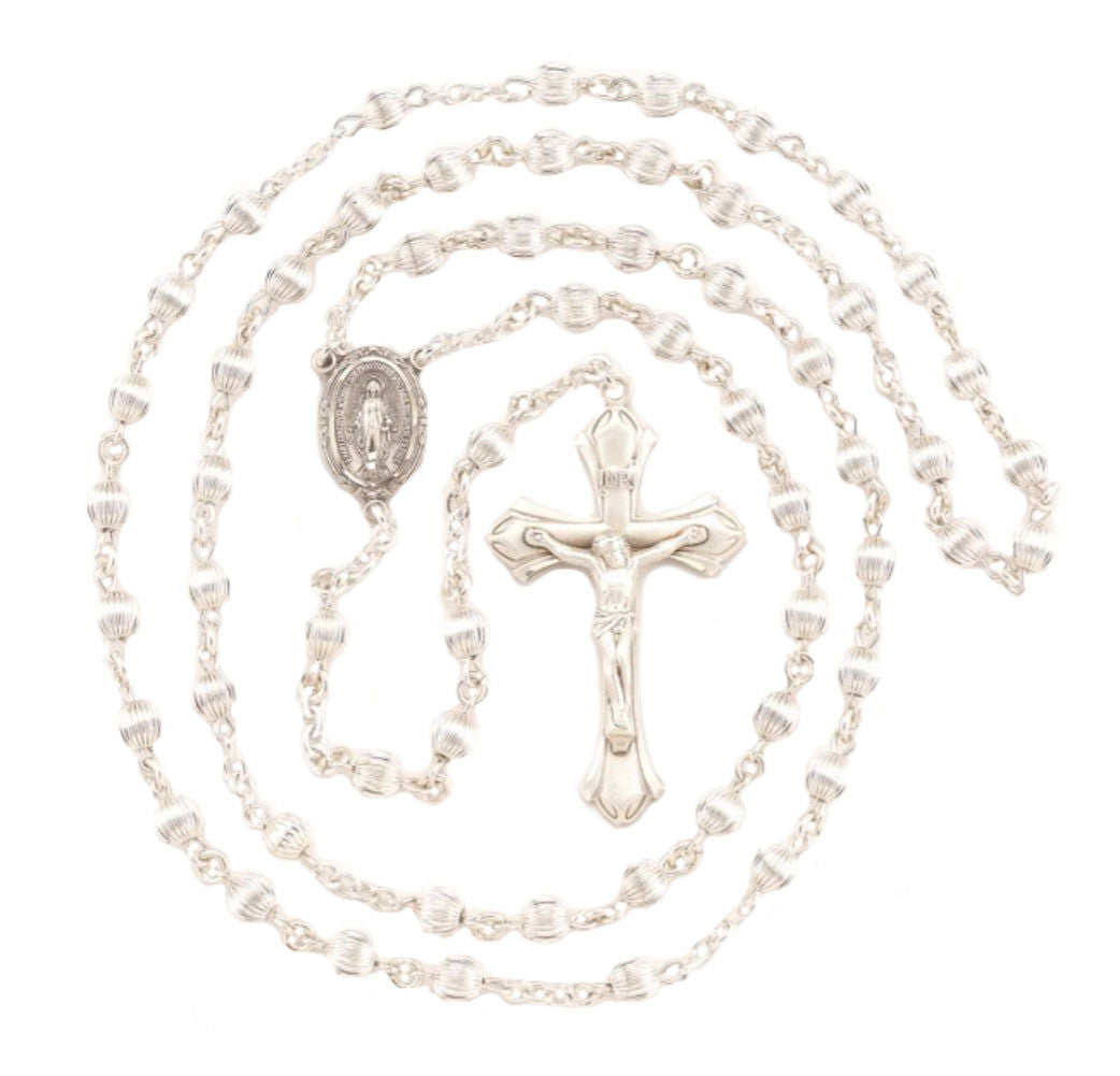 5mm Sterling Silver Bead Rosary in Sterling Silver