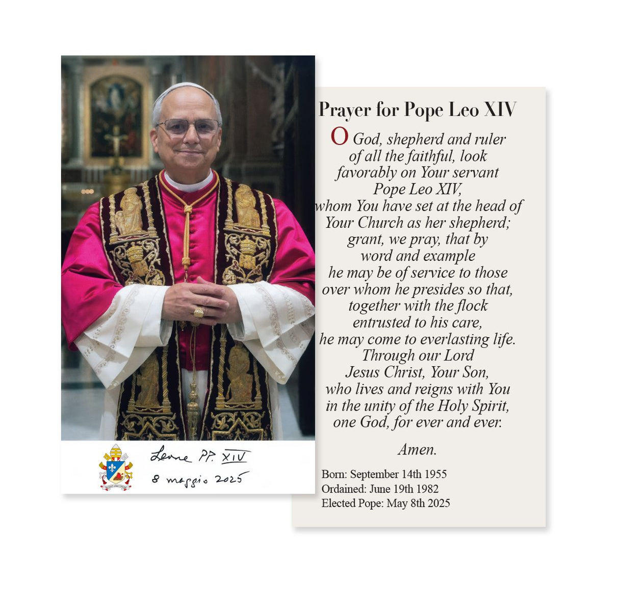 Pope Leo XIV Holy Card – Pack of 100 | Prayer for the Pope | Made in USA